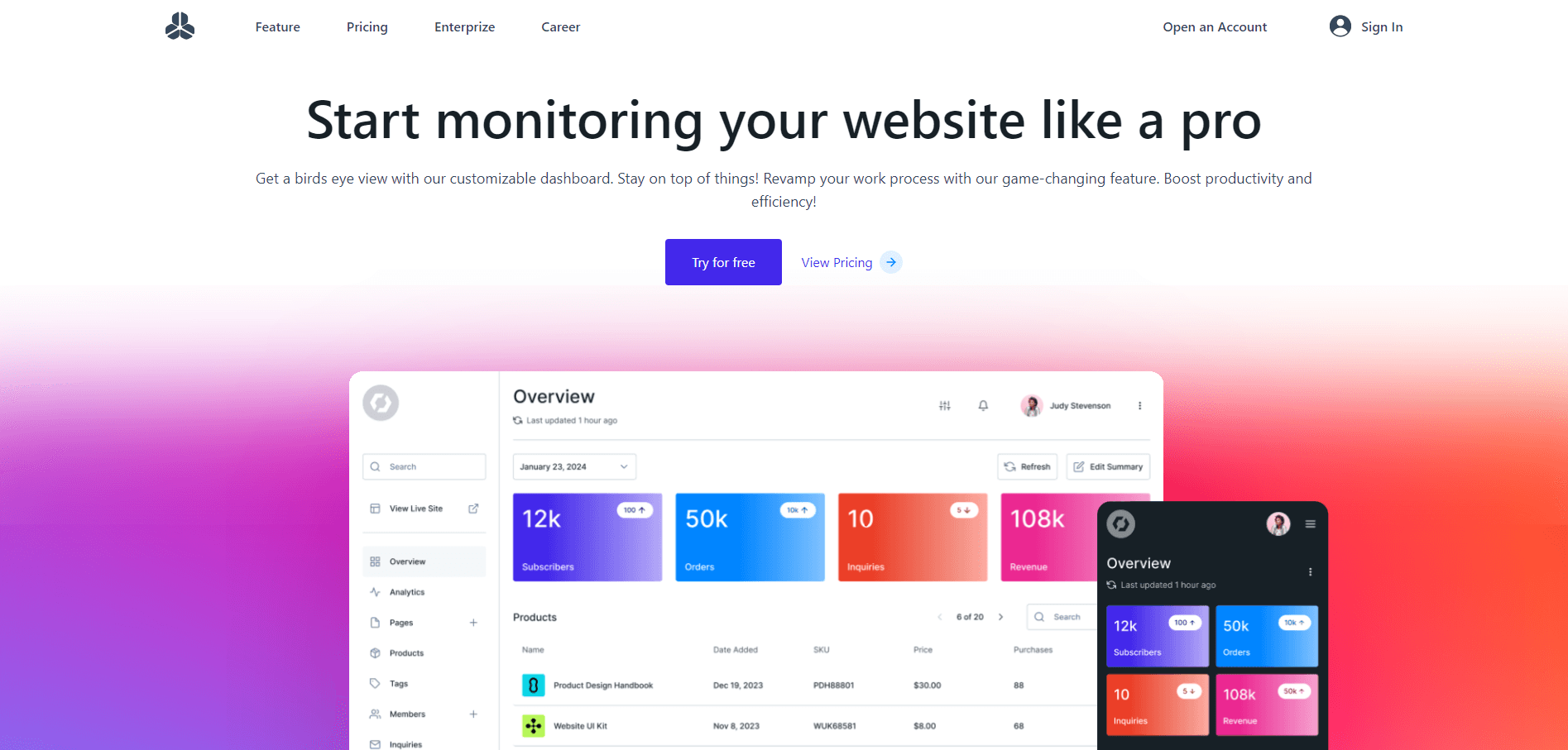 Light Saas Landing Page